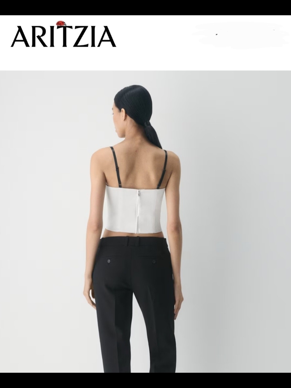 Aritzia Two-Tone Satin Cami Top in Cream and Black - Picture 4 of 6